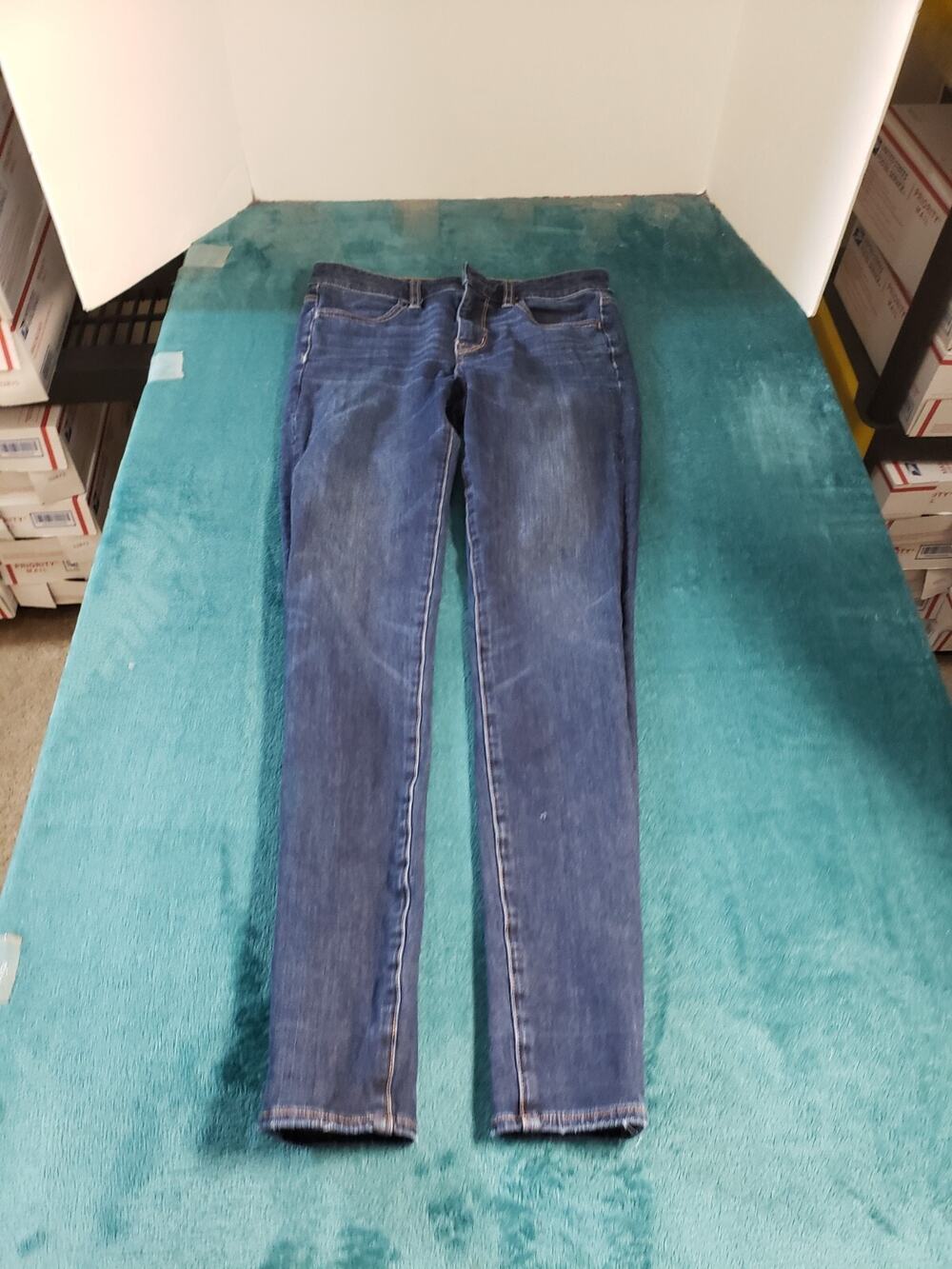 American Eagle Jeans Size 4 Long Womens Blue Stretch Denim High Rise Jegging
